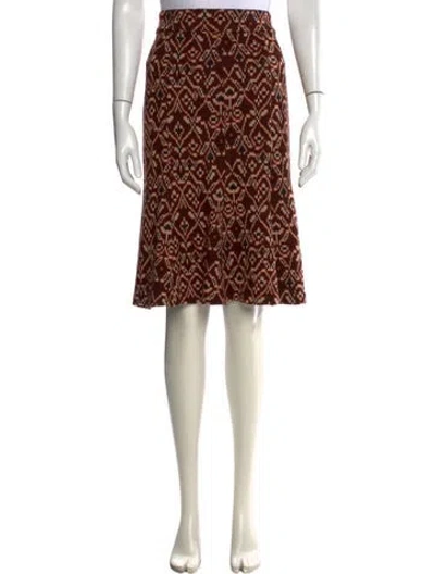 Pre-owned Diane Von Furstenberg Patterned Midi Length Skirt In Brown