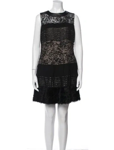 Pre-owned Diane Von Furstenberg Patterned Mini Dress In Black
