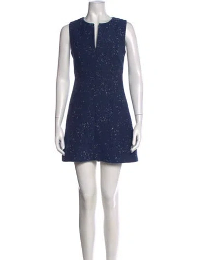Pre-owned Diane Von Furstenberg Patterned Mini Dress In Blue