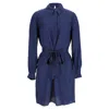 Diane Von Furstenberg Patterned Mini Shirt Dress In Navy Blue Silk In Blue