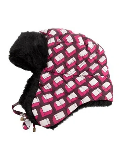 Pre-owned Diane Von Furstenberg Patterned Printed Hat In Pink