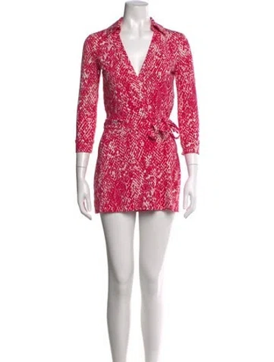Pre-owned Diane Von Furstenberg Patterned V-neck Jumpsuit In Multi