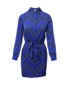 Diane Von Furstenberg Patterned Wrap Dress In Electric Blue Silk In Blue