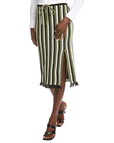 Diane Von Furstenberg Paulina Striped Crocheted Cotton Midi Skirt In Green
