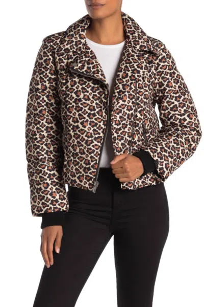 Diane Von Furstenberg Paulina Leopard Print Down Quilted Jacket In Multicolor