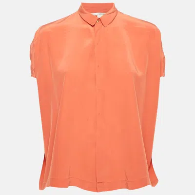 Pre-owned Diane Von Furstenberg Peach Pink Silk Eris Top Xs