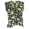 Diane Von Furstenberg Peona Lemon-print Wrap Blouse Top In Multicolor Silk In Multi