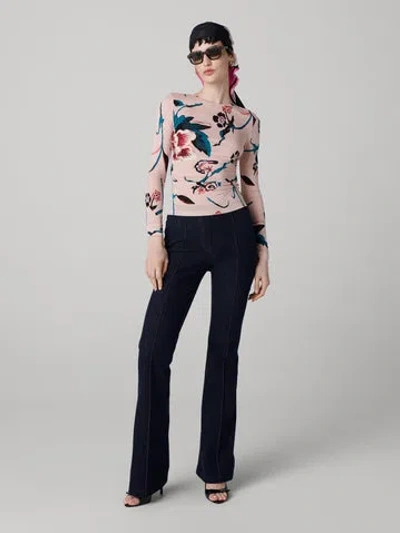 Diane Von Furstenberg Perfect Long Sleeve Top In Neutral
