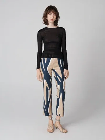 Diane Von Furstenberg Perfect Long Sleeve Top In Black