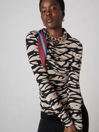 Diane Von Furstenberg Perfect Long Sleeve Top In Shadow Twigs Horizontal