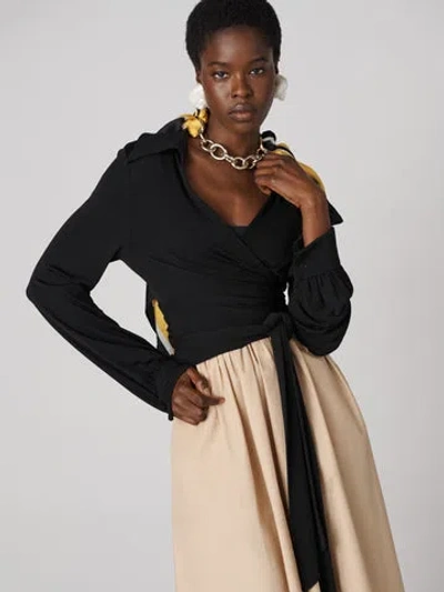 Diane Von Furstenberg Perfect Wrap Top In Black