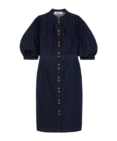 Diane Von Furstenberg Perla Denim Dress In Blue