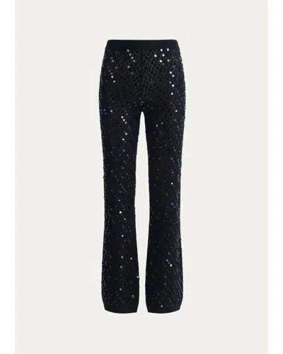 Diane Von Furstenberg Perry Pointelle Knit Paillette Pants In Black