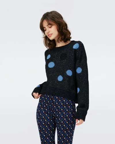 Diane Von Furstenberg Phillipa Sequin Knit Jacquard Top In Black
