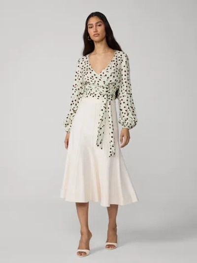 Diane Von Furstenberg Phoebe Dot Wrap Top In White