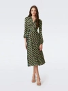 Diane Von Furstenberg Phoenix Reversible Mesh Wrap Dress In Final Act Floral Multi And Bird Weave Green