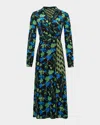 Diane Von Furstenberg Phoenix Reversible Midi Wrap Dress In Final Act Flr M/bird Weave Gn