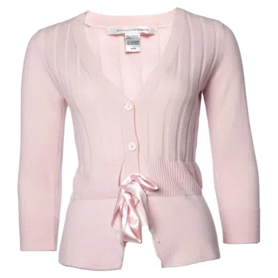 Pre-owned Diane Von Furstenberg , Pink Cardigan With Ribbon