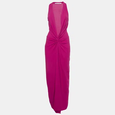 Pre-owned Diane Von Furstenberg Pink Crepe Front Twist Elieen Maxi Dress S