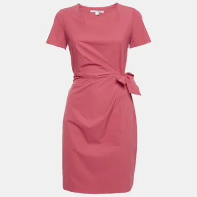 Pre-owned Diane Von Furstenberg Pink Jersey Draped Waist Tie Detail Zoe Dress S