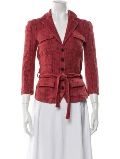 Pre-owned Diane Von Furstenberg Plaid Print Blazer In Multi