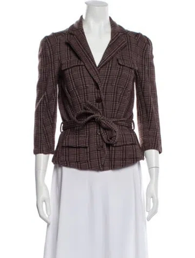 Pre-owned Diane Von Furstenberg Plaid Print Blazer In Multi