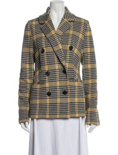 Pre-owned Diane Von Furstenberg Plaid Print Blazer In Yellow