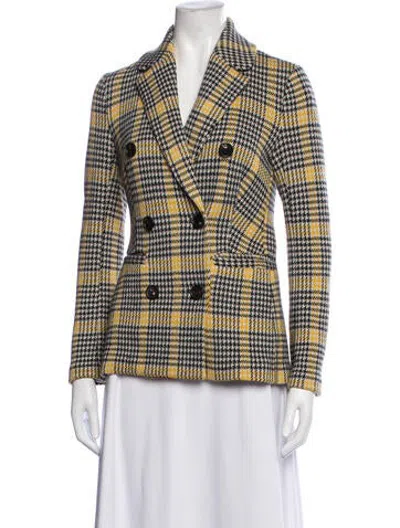 Pre-owned Diane Von Furstenberg Plaid Print Blazer In Yellow