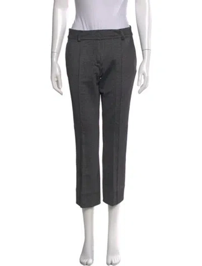 Pre-owned Diane Von Furstenberg Plaid Print Straight Leg Pants In Black