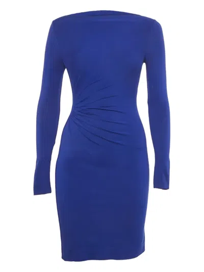 Pre-owned Diane Von Furstenberg Pleat-detail Mini Dress In Blue