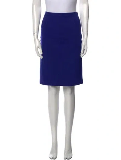 Pre-owned Diane Von Furstenberg Pleated Accents Knee-length Skirt In Blue