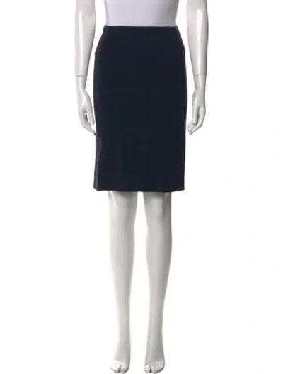 Pre-owned Diane Von Furstenberg Pleated Accents Knee-length Skirt In Blue