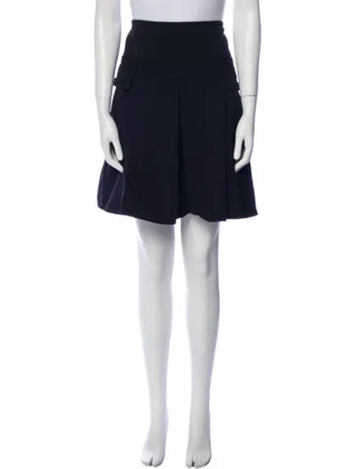 Pre-owned Diane Von Furstenberg Pleated Accents Knee-length Skirt In Blue