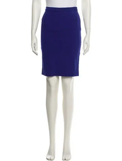 Pre-owned Diane Von Furstenberg Pleated Accents Knee-length Skirt In Blue
