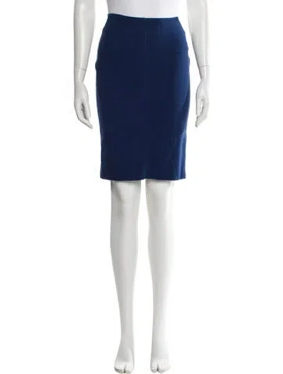 Pre-owned Diane Von Furstenberg Pleated Accents Knee-length Skirt In Blue