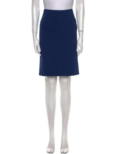 Pre-owned Diane Von Furstenberg Pleated Accents Knee-length Skirt In Blue