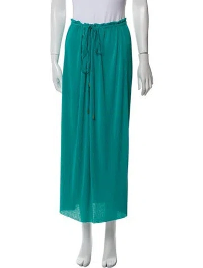 Pre-owned Diane Von Furstenberg Pleated Accents Midi Length Skirt In Green