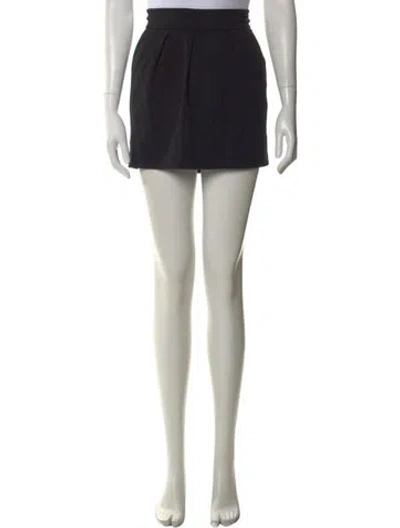 Pre-owned Diane Von Furstenberg Pleated Accents Mini Skirt In Black
