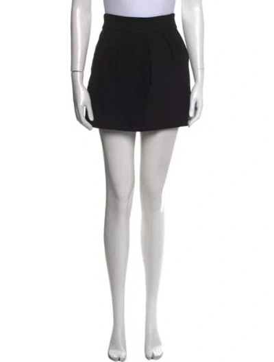 Pre-owned Diane Von Furstenberg Pleated Accents Mini Skirt In Black