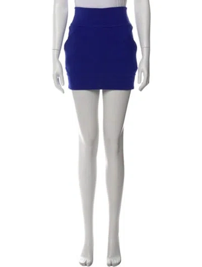 Pre-owned Diane Von Furstenberg Pleated Accents Mini Skirt In Blue