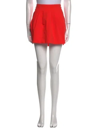 Pre-owned Diane Von Furstenberg Pleated Accents Mini Skirt In Orange