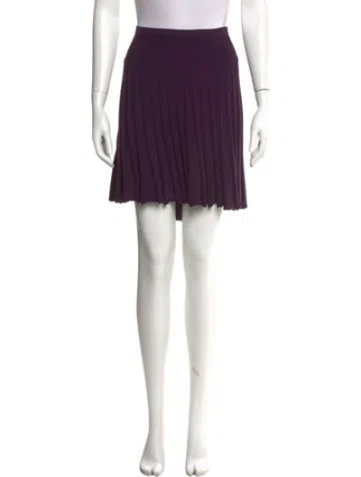 Pre-owned Diane Von Furstenberg Pleated Accents Mini Skirt In Purple