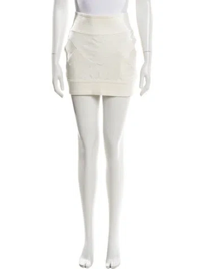 Pre-owned Diane Von Furstenberg Pleated Accents Mini Skirt In White
