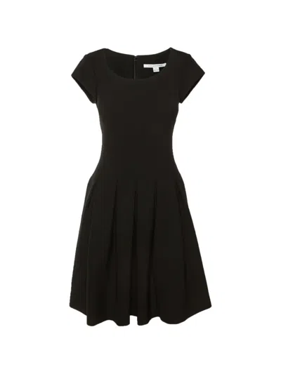 Pre-owned Diane Von Furstenberg Pleated Mini Dress In Black