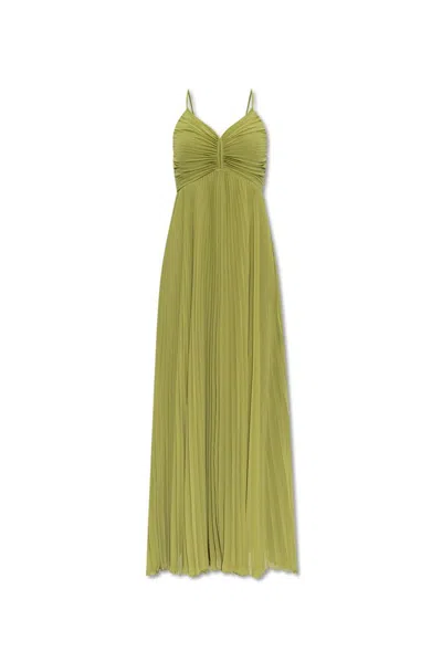 Diane Von Furstenberg Pleated Strap Dress In Green