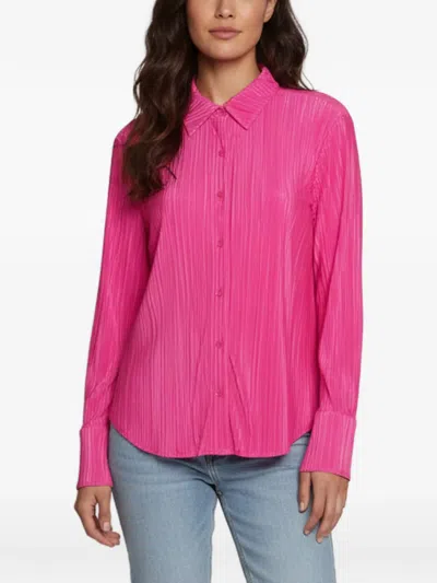 Pre-owned Diane Von Furstenberg Plissé Button-front Shirt In Pink