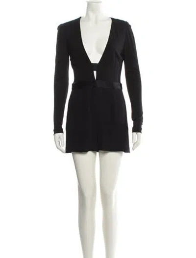 Pre-owned Diane Von Furstenberg Plunge Neckline Romper In Black