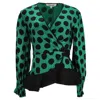 Diane Von Furstenberg Polka-dot Jacquard Wrap Top In Green Rayon In Green