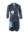 Diane Von Furstenberg Polka Dot Patch Print Dress In Navy Blue Silk In Blue