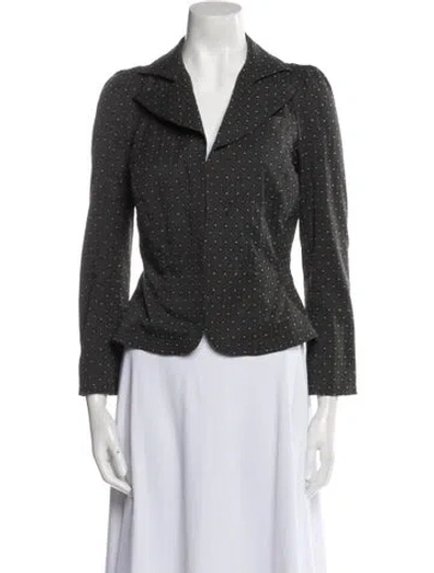Pre-owned Diane Von Furstenberg Polka Dot Print Blazer In Gray